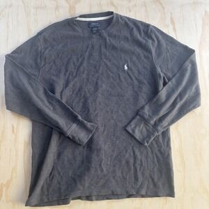 Polo Ralph Lauren Pajama Top Mens XL Gray Waffle Knit Long Sleeve Sleepwear